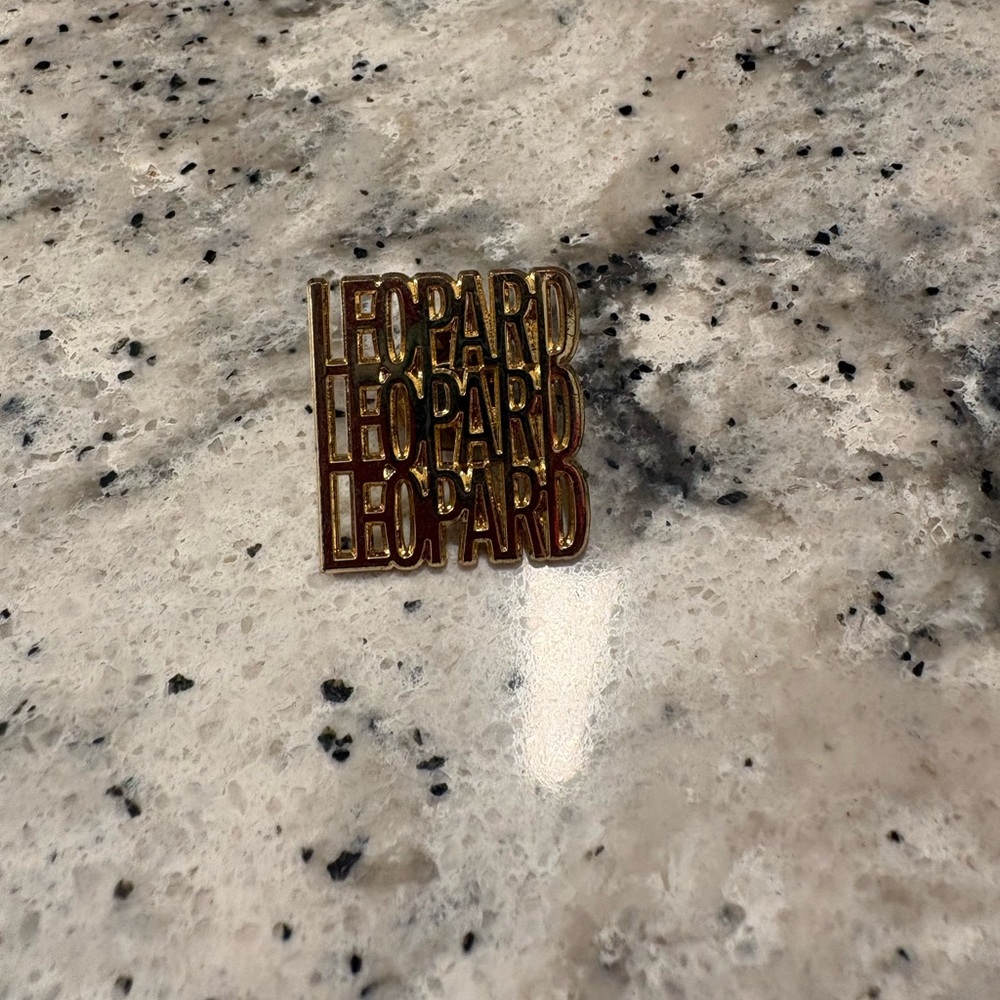 Kate Spade Gold Leopard Text Brooch